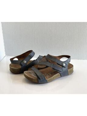 Josef Seibel Tonga 25 Sandals Women's 38/7.5 Blue Leather Adjustable Strap Comfy